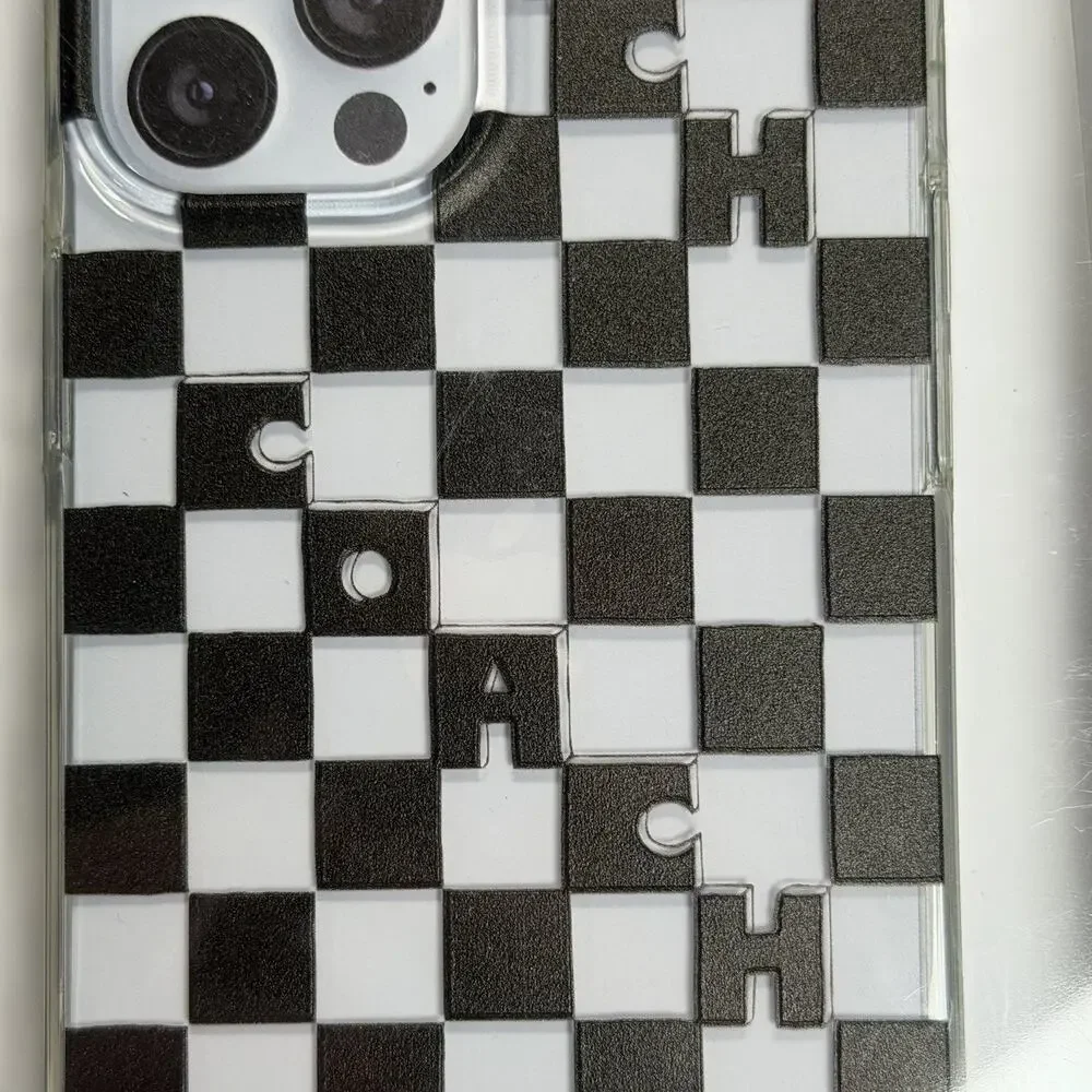 Coach Designer Phone Case Apple iPhone 12 Pro Max - Black/White Checkered